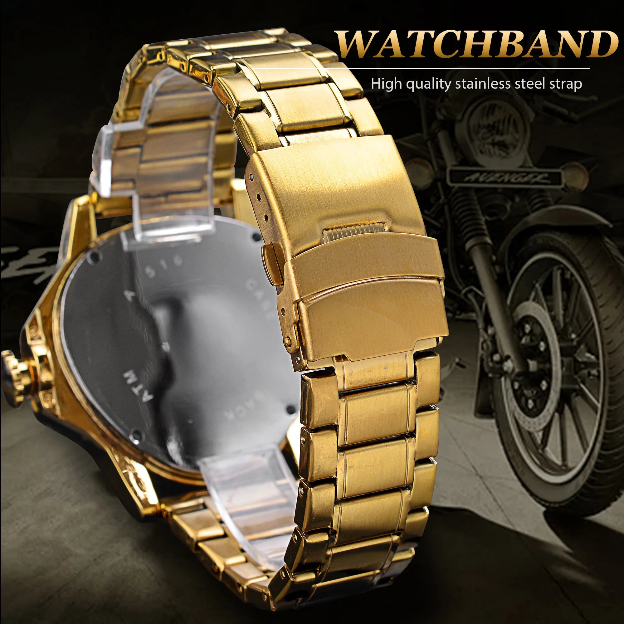 Winner Skeleton Mechanical Watch Triangle Men Automatic Wristwatches Irregular Golden Luxury Stainless Steel Men Outdoor Watches