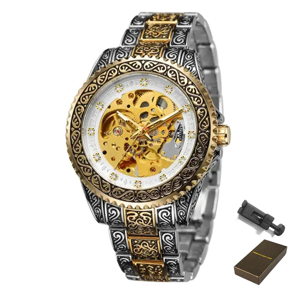 FORSINING 378 Automatic Wristwatch Waterproof Stainless Steel Classic Diamond Mechanical Watch Luxury Men's Clock Vintage Reloj