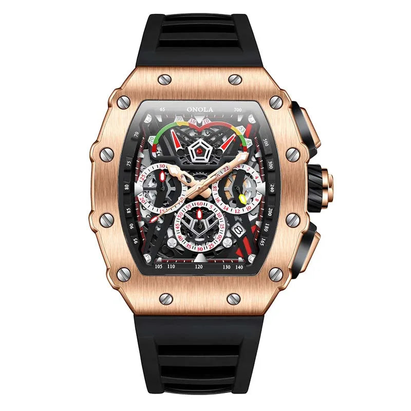 ONOLA Fashion Fully Automatic Mechanical Watches Man Unique Design Waterproof Tape Watch Wristwatch