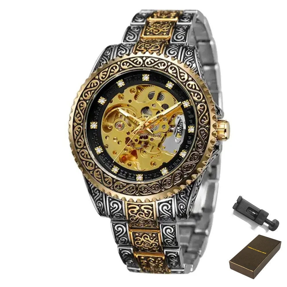 FORSINING 378 Automatic Wristwatch Waterproof Stainless Steel Classic Diamond Mechanical Watch Luxury Men's Clock Vintage Reloj