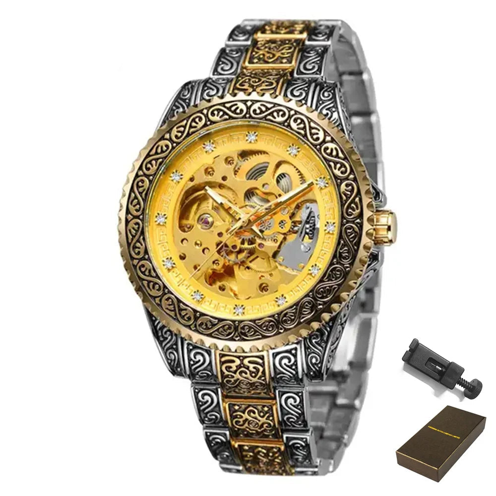 FORSINING 378 Automatic Wristwatch Waterproof Stainless Steel Classic Diamond Mechanical Watch Luxury Men's Clock Vintage Reloj